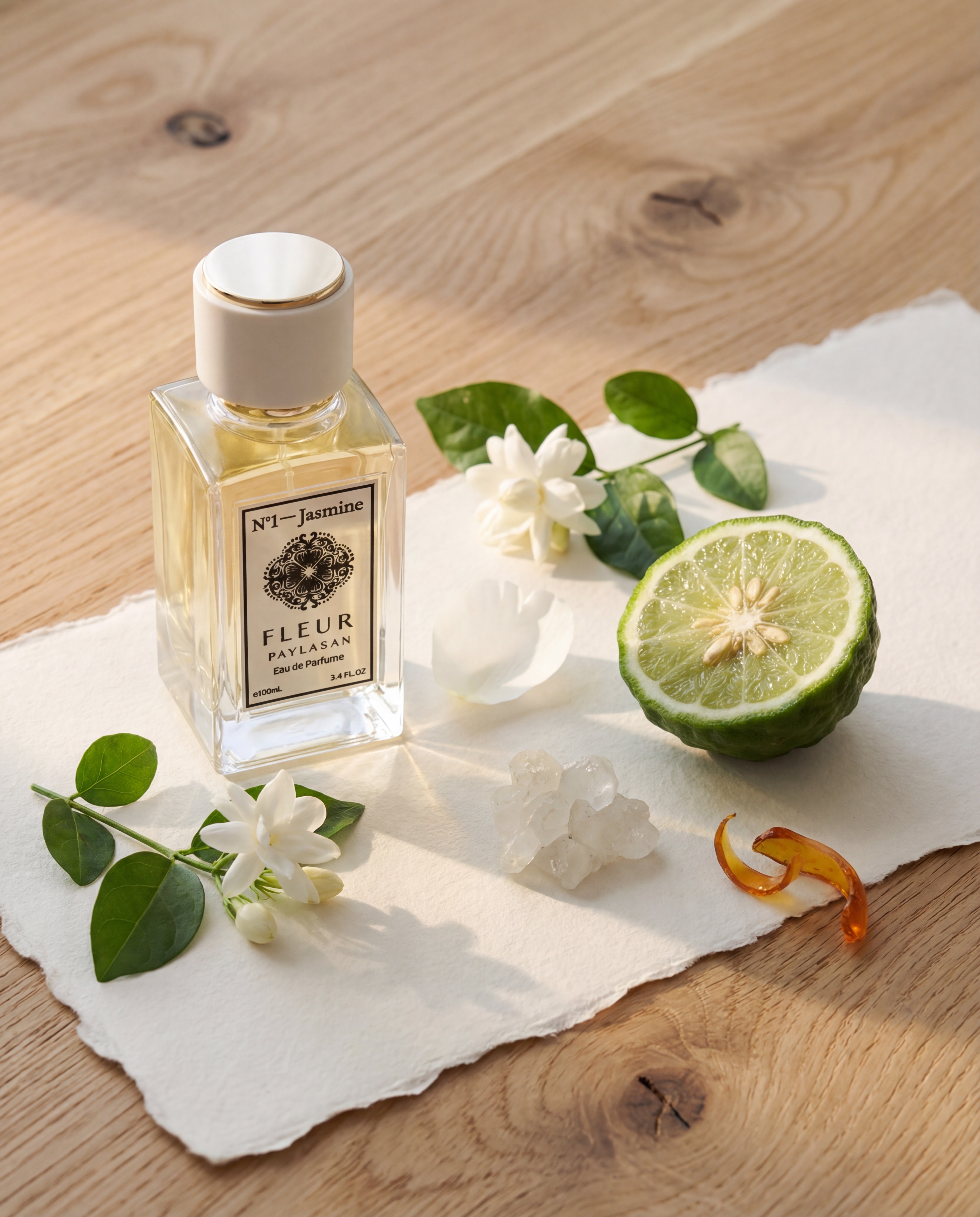 Fleur De Paylasan NII Dark Orchid perfume lifted from dark walnut dresser by candlelight